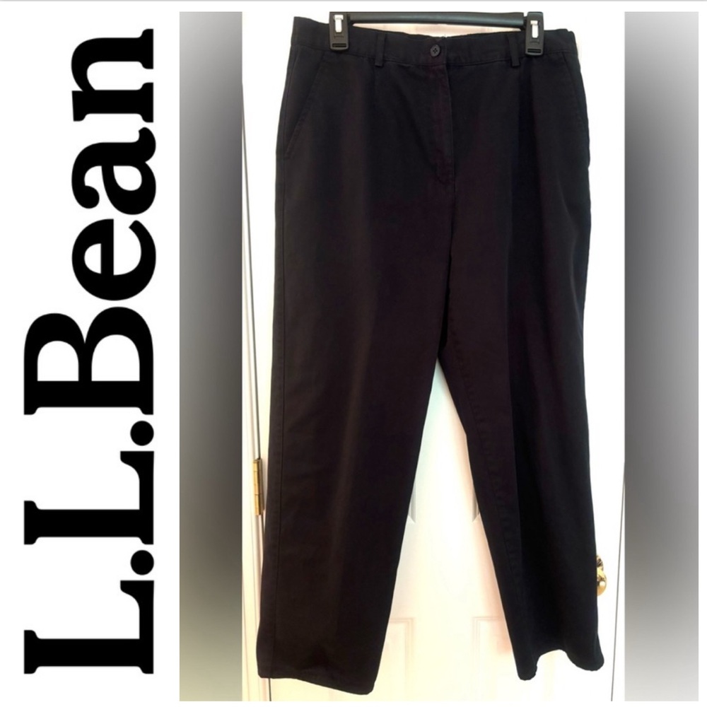 LL Bean Black Cotton Chino Pants Trousers Size 12 EUC - Picture 6 of 6
